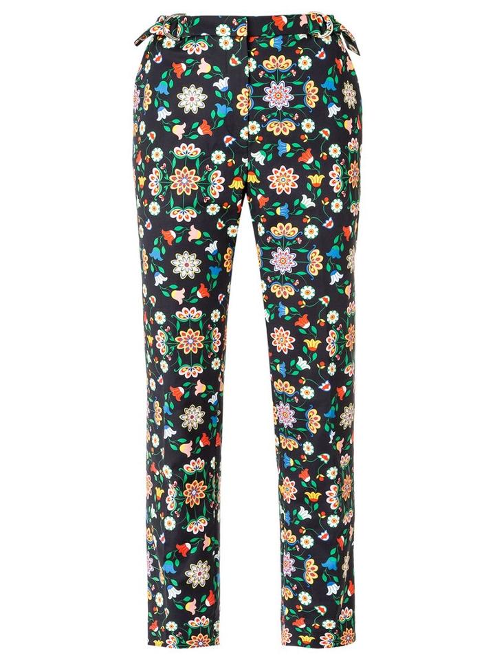 Reinaldo Lourenço - Floral Print Trousers - Women - Cotton - 40, Black, Cotton