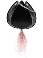 The Volon Fringed Detail Pouch Bag - Black