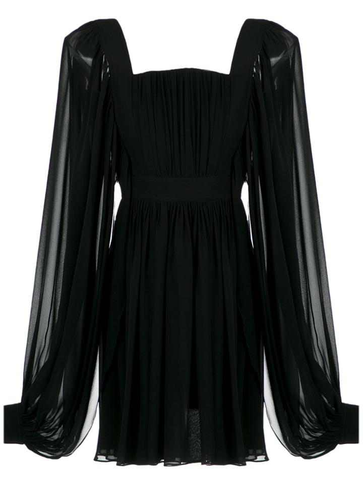 Reinaldo Lourenço Long Sleeves Silk Dress - Black