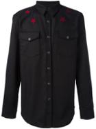 Givenchy Star Embroidered Shirt, Men's, Size: Large, Black, Cotton/spandex/elastane