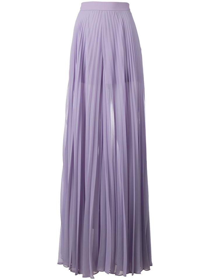 Elie Saab Pleated Wide Palazzo Pants, Women's, Size: 36, Pink/purple, Polyester