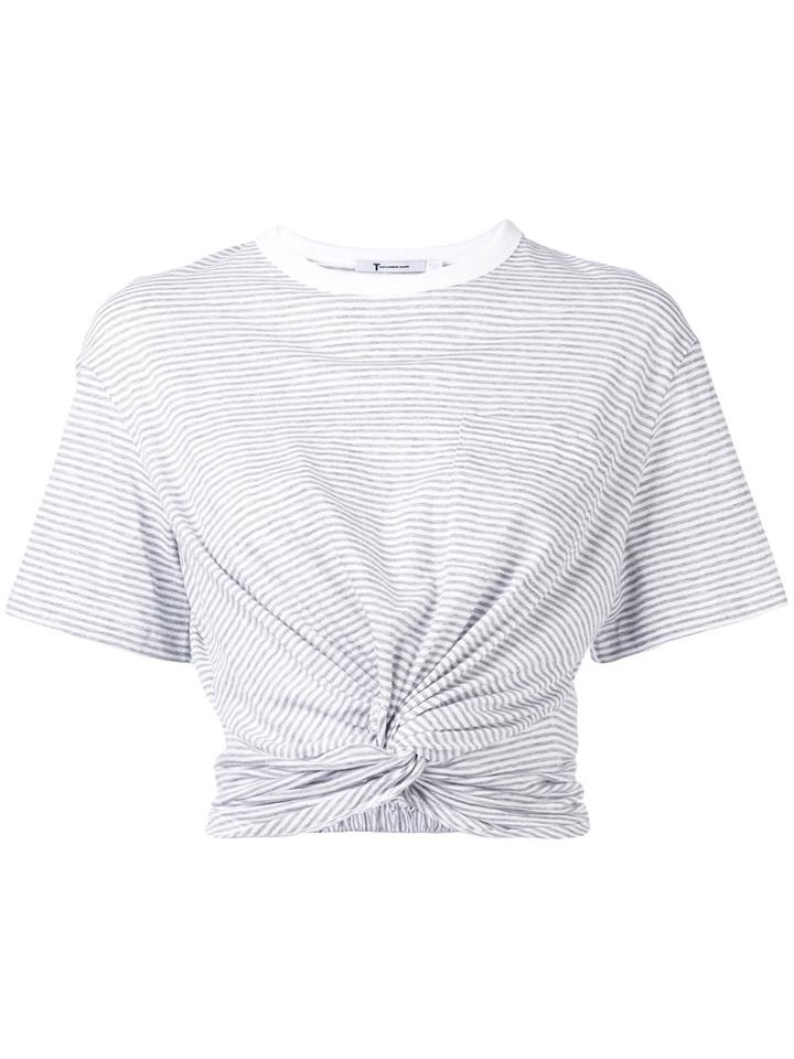 T By Alexander Wang Twisted Front T-shirt, Women's, Size: Large, Grey, Cotton