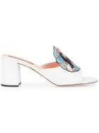 Rochas Beaded Block Heel Sandals - White
