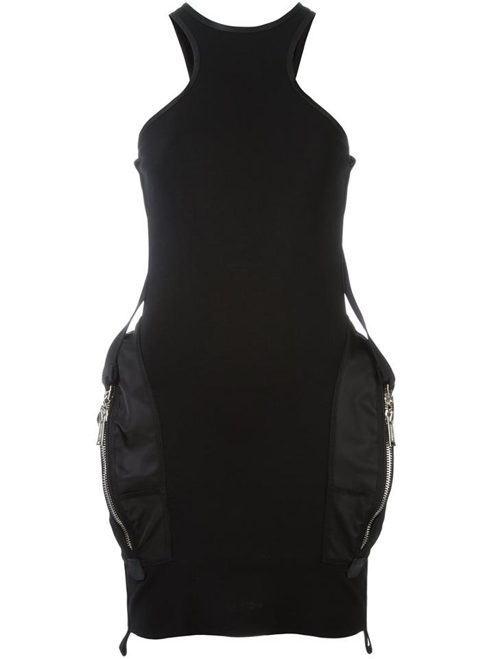 Dsquared2 Zip Pockets Fit Dress, Women's, Size: Xs, Black, Calf Leather/polyamide/polyurethane/virgin Wool