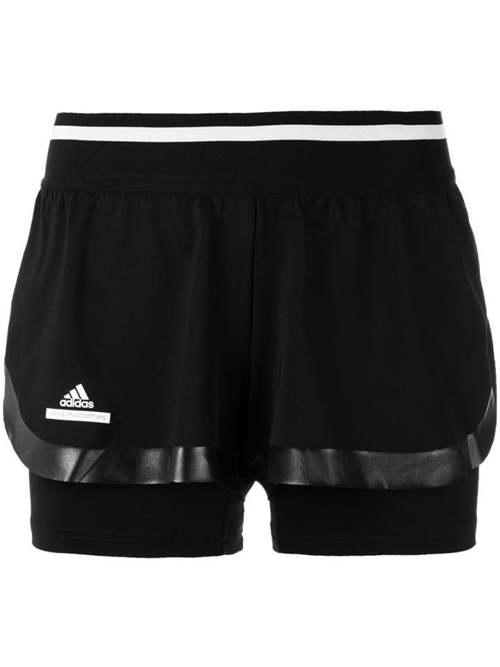 Adidas By Stella Mccartney Printed Logo Layered Shorts, Women's, Size: Small, Black