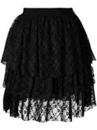 Msgm Lace Tulle Layered Skirt - Black