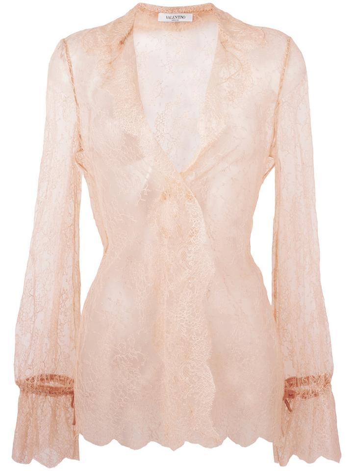 Valentino Lace Blouse, Women's, Size: 44, Nude/neutrals, Cotton/polyamide/silk