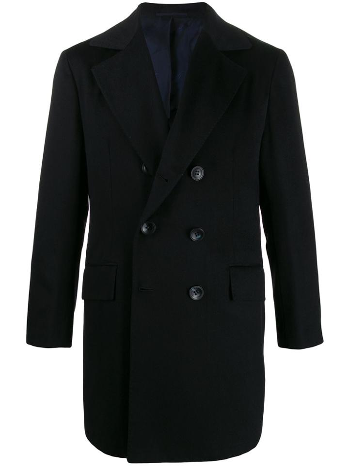 Kiton Cashmere Double-breasted Coat - Blue