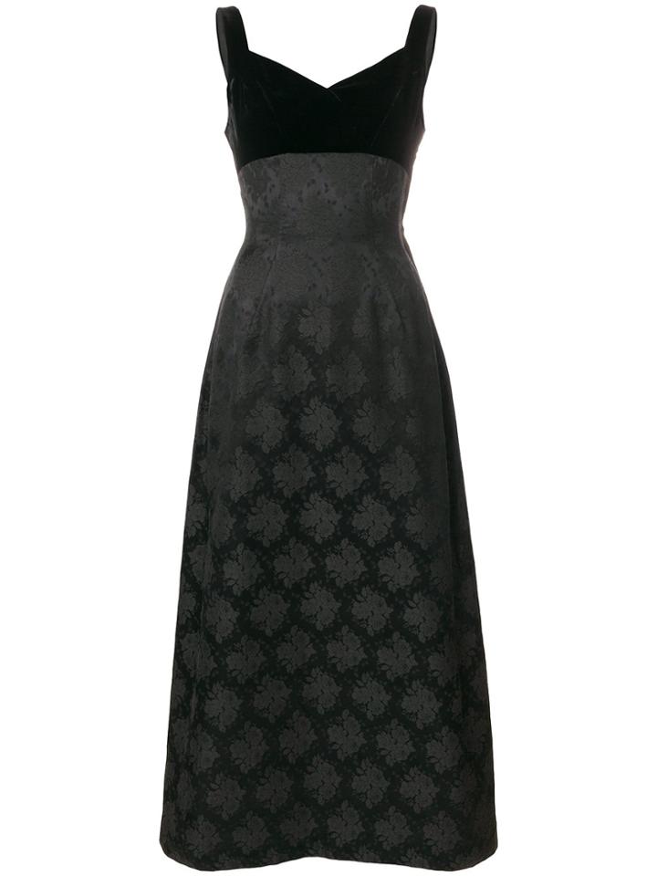 William Vintage Jacquard Roses Long Dress - Black