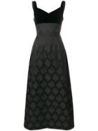 William Vintage Jacquard Roses Long Dress - Black