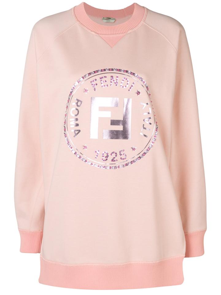 Fendi Embellished Ff Logo Sweatshirt - Pink & Purple