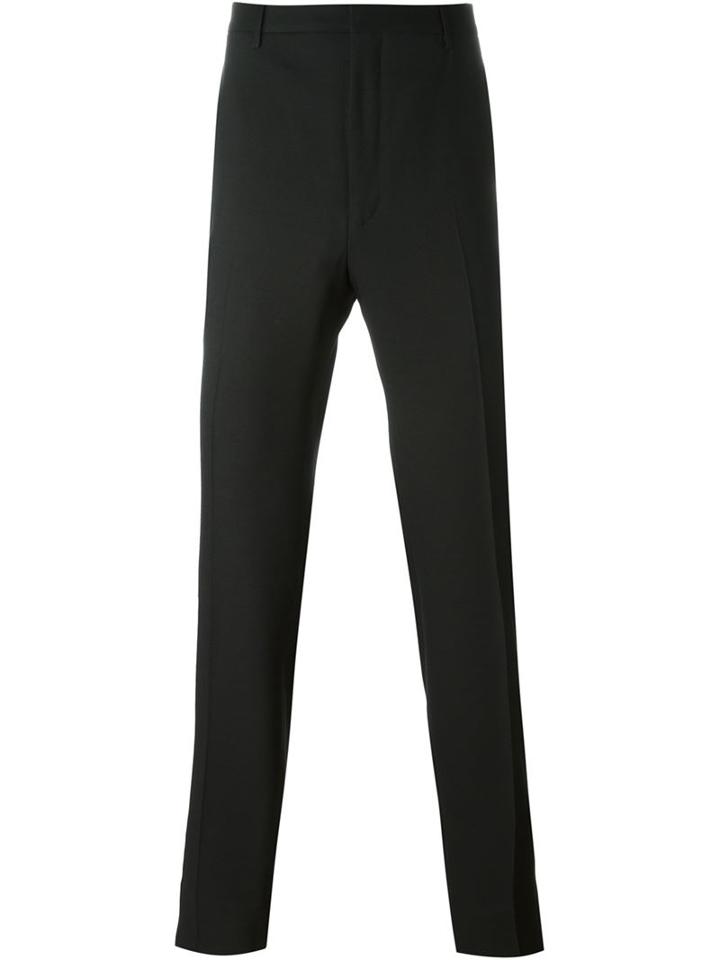 Lanvin Straight Leg Trousers, Men's, Size: 52, Black, Silk/viscose/wool