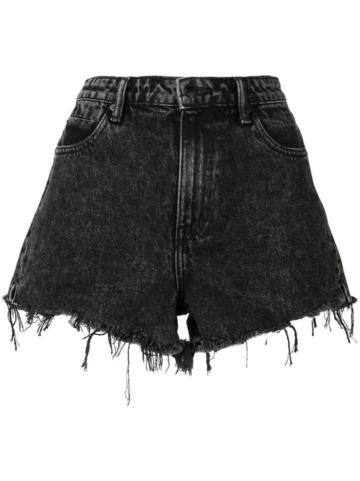Alexander Wang Frayed Denim Shorts - Black