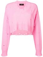 Maison Flaneur Cashmere Distressed Crop Sweater - Pink