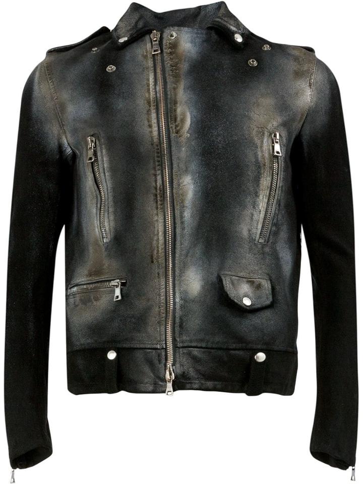 Numero 10 Distressed Biker Jacket - Black