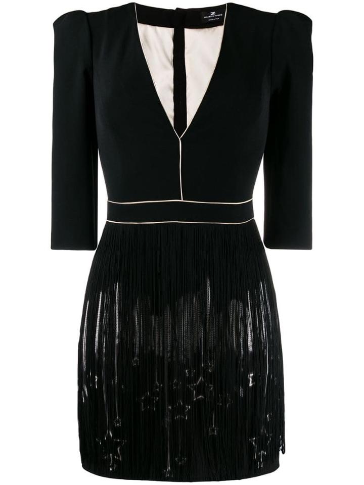 Elisabetta Franchi V-neck Fringed Dress - Black