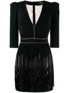 Elisabetta Franchi V-neck Fringed Dress - Black