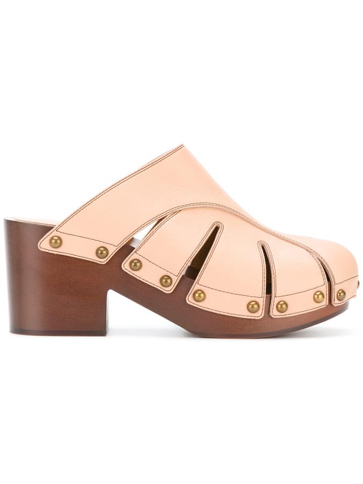 Chloé Studded Platform Mules - Nude & Neutrals
