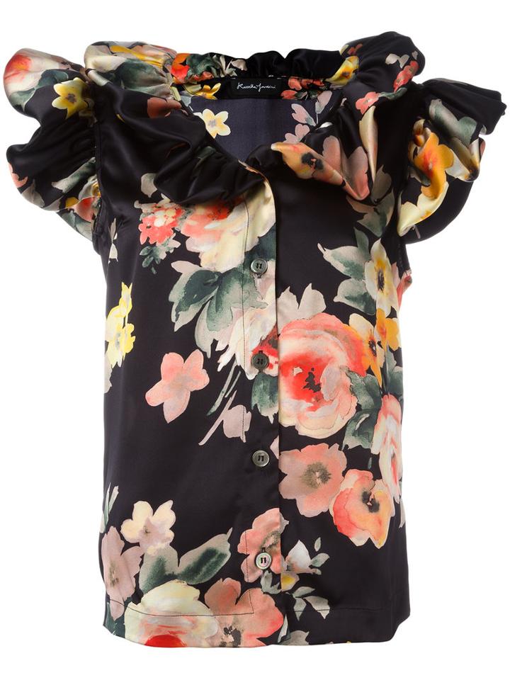 Rossella Jardini Floral Print Blouse, Women's, Size: 42, Black, Silk
