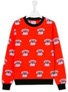 10x10 An Italian Theory Kids Telephone Print Sweatshirt, Girl's, Size: 14 Yrs, Red