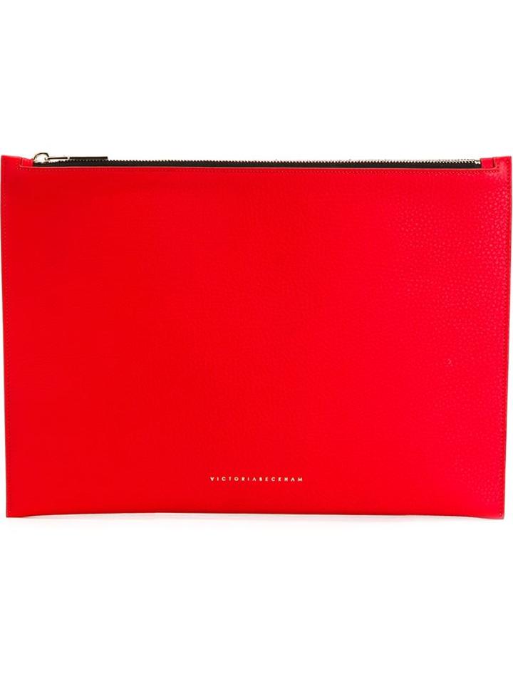 Victoria Beckham Zipped Pouch Clutch, Women's, Red