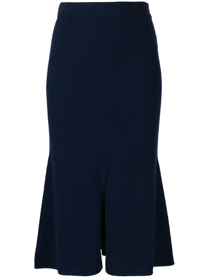 Cashmere In Love Cashmere Blend Slit Front Skirt - Blue