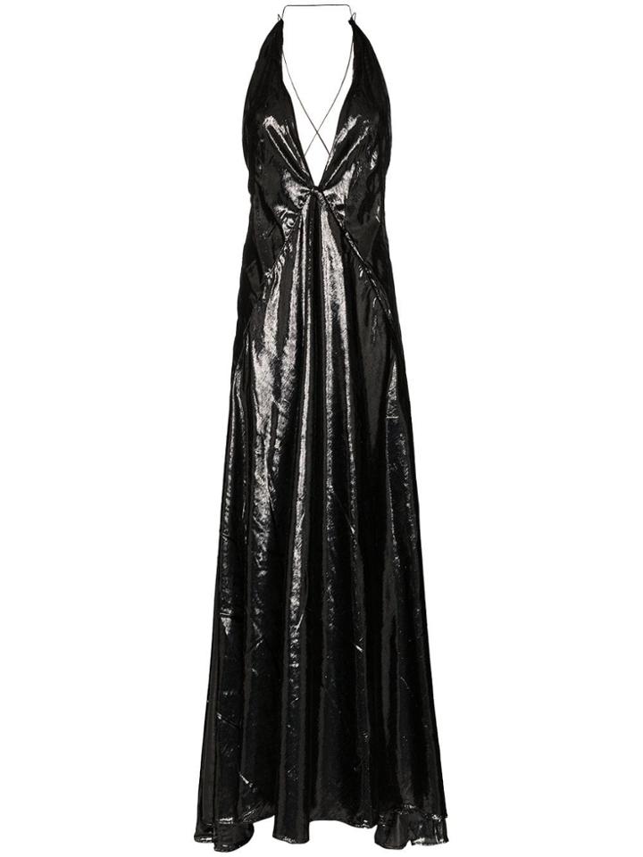 Michael Lo Sordo Alexandra Sleeveless High-shine V-neck Maxi Dress -