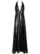Michael Lo Sordo Alexandra Sleeveless High-shine V-neck Maxi Dress -