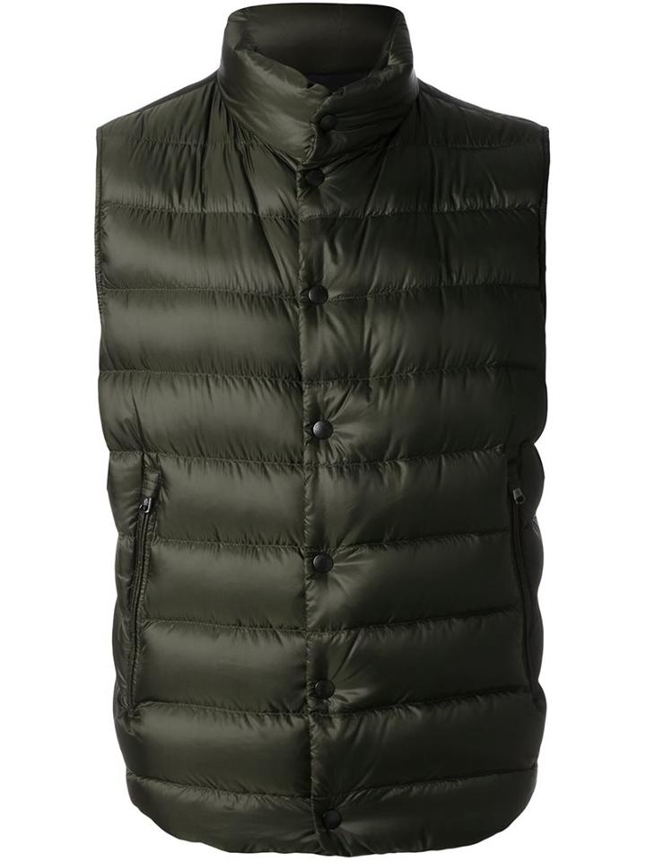 Moncler 'drancy' Padded Gilet, Men's, Size: 2, Green, Polyamide/feather Down