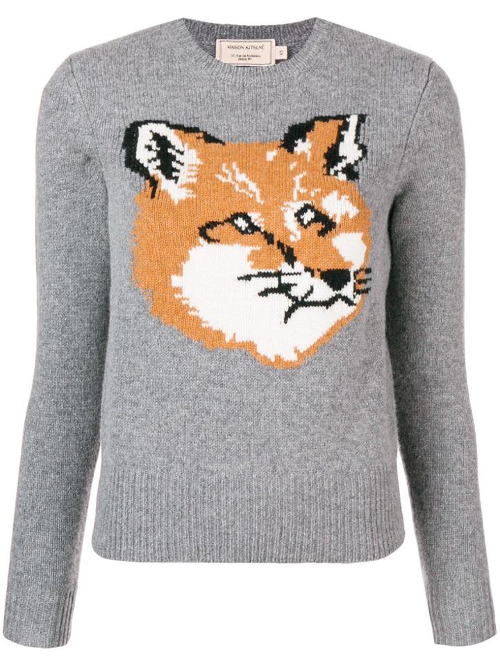 Maison Kitsuné Fox Intarsia Sweater - Grey