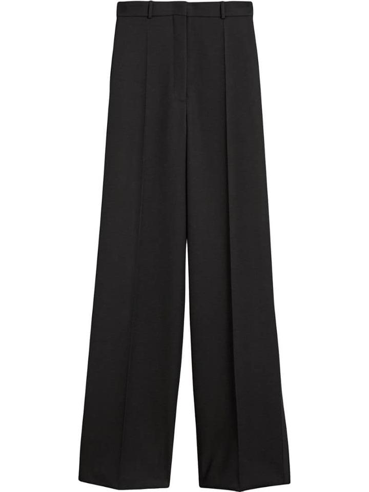Burberry Wide Leg Wool Trousers - Black