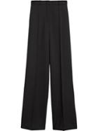 Burberry Wide Leg Wool Trousers - Black