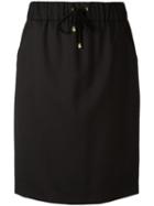 Boutique Moschino Elastic Waistband Skirt, Women's, Size: 46, Black, Virgin Wool/other Fibers