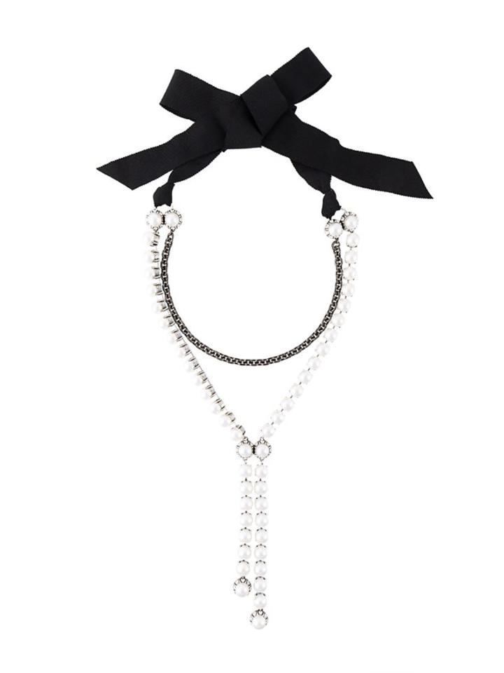 Lanvin Chain And Pearl Necklace, Women's, White