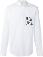 Kenzo Printed Pocket Shirt, Men's, Size: 43, White, Cotton