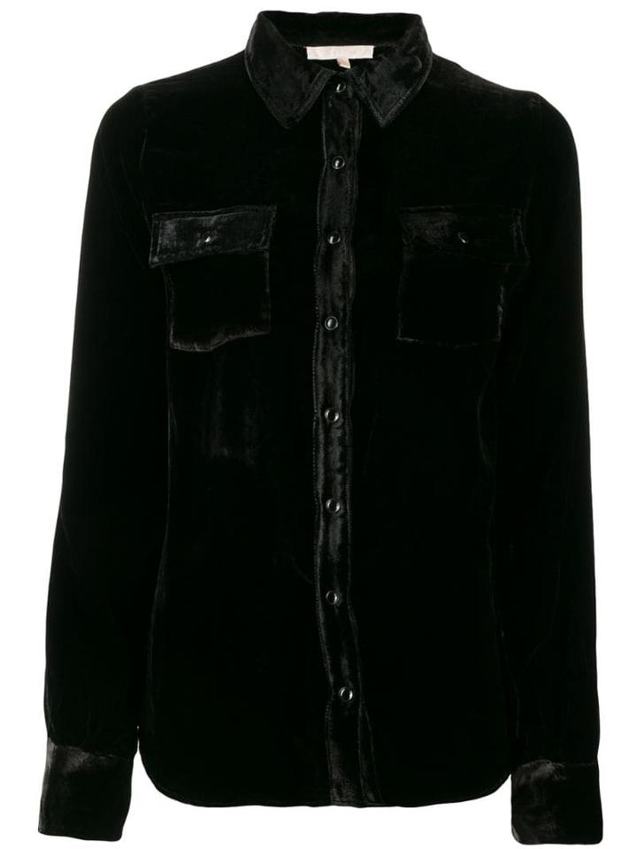 Gold Hawk Crushed Velvet Shirt - Black