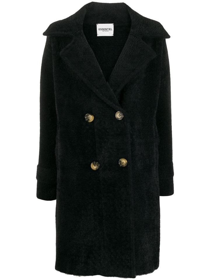 Essentiel Antwerp Double-breasted Coat - Black