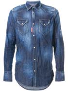 Dsquared2 Studded Distressed Western Shirt - Blue