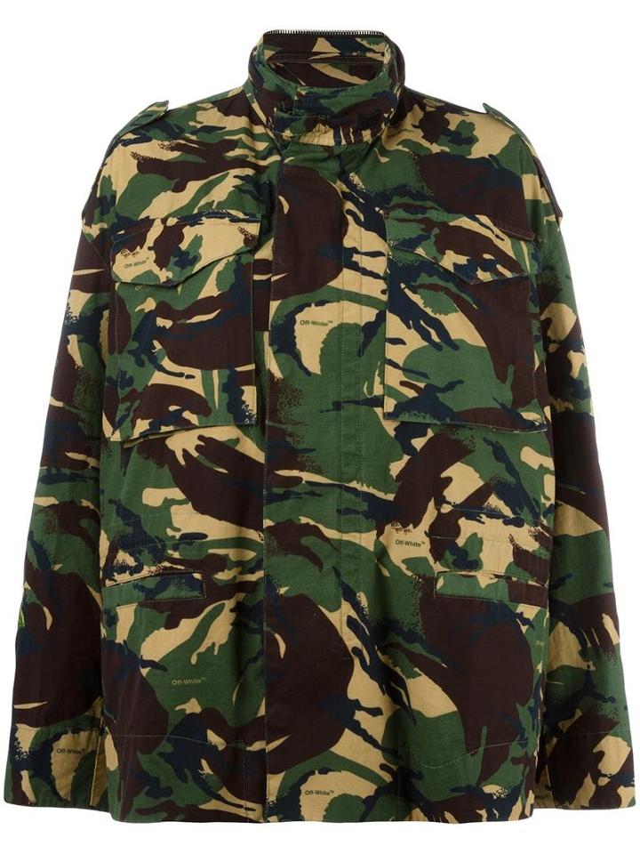 Off-white Camouflage Print Jacket, Women's, Size: Xs, Green, Polyester/cotton