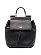Dolce & Gabbana Black Sicily Leather Backpack