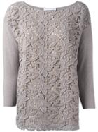 Fabiana Filippi Lace Front Jumper, Women's, Size: 40, Nude/neutrals, Silk/polyester/spandex/elastane/merino