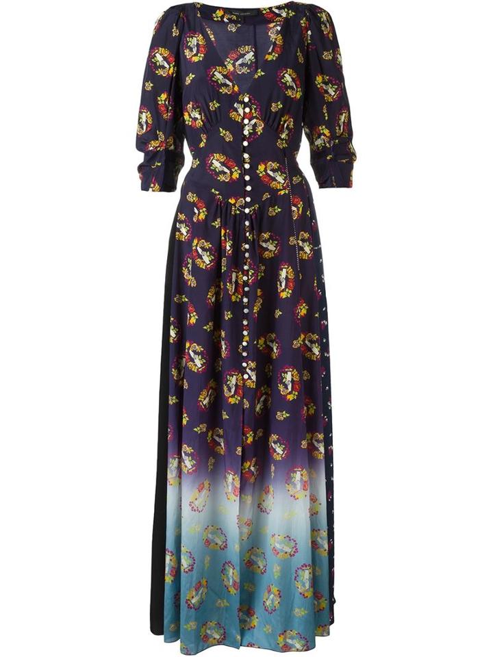 Marc Jacobs Victorian Print Maxi Dress, Women's, Size: 6, Pink/purple, Rayon/cotton/silk