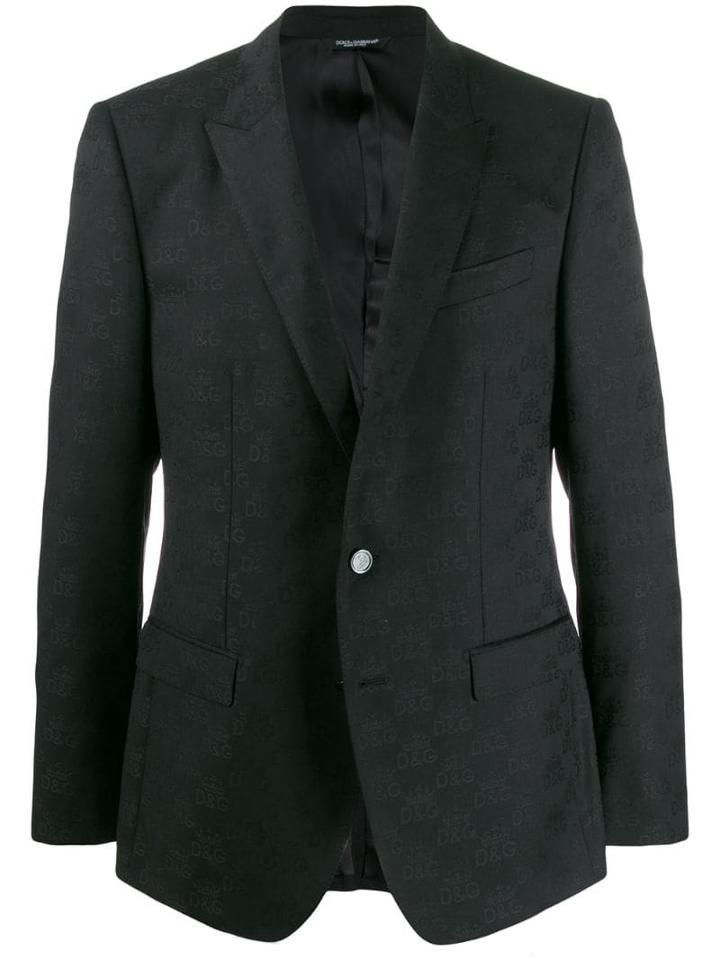 Dolce & Gabbana Logo Intarsia Blazer - Black