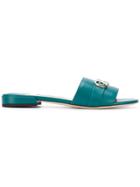 Jimmy Choo Logo Slide Sandals - Blue