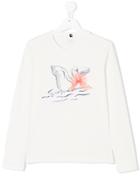 Armani Junior Swan Print Longsleeved T-shirt - White