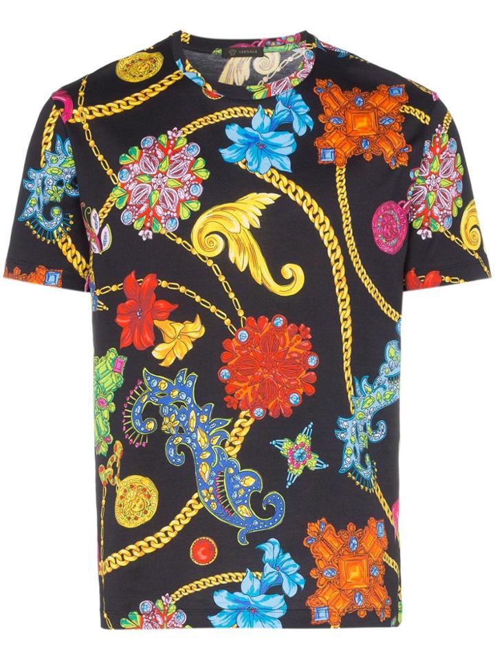 Versace Jewel Print Cotton T-shirt - A72w Black