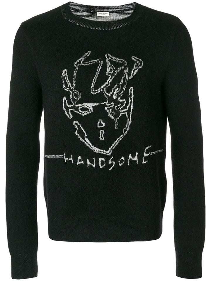 Saint Laurent Handsome Intarsia Jumper - Black