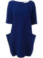 Gianluca Capannolo Draped Back Shift Dress, Women's, Size: 40, Blue, Viscose/acetate