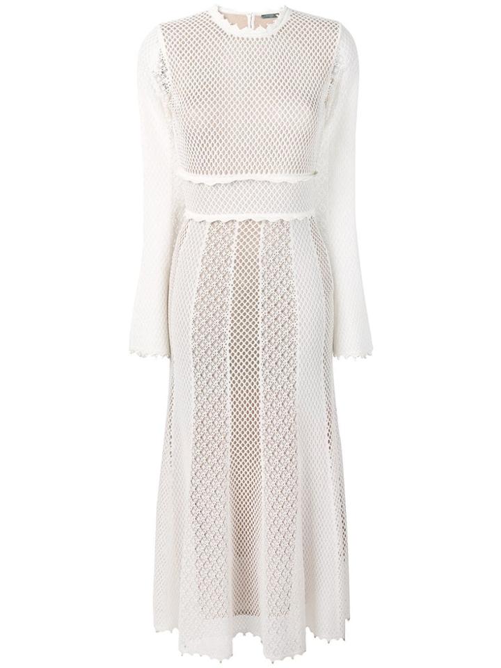 Alexander Mcqueen Long-sleeved Backless Mesh Dress - Neutrals
