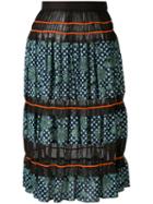 Kolor - Printed Sheer Panel Skirt - Women - Cotton/polyester/tencel - 2, Black, Cotton/polyester/tencel